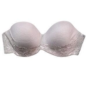 Victorias Secret Body by Victoria Gray Lined Strapless Bra 34B Underwire Formal